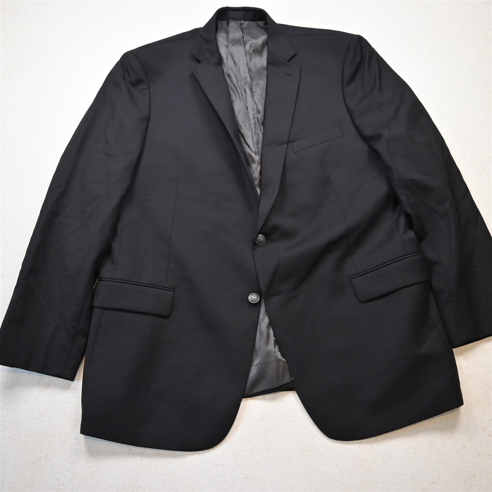 Hart Schaffner Marx 52L Black 100% Wool Soft Shoulder Mens Blazer Sport Coat